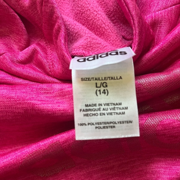 Adidas Pink Fleece Hoodie (Kids Size LG/14) - Picture 5 of 6